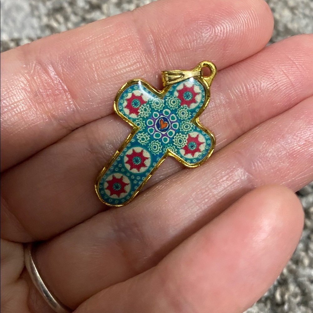Micro Green‎ Mosiac Italy Cross pendant